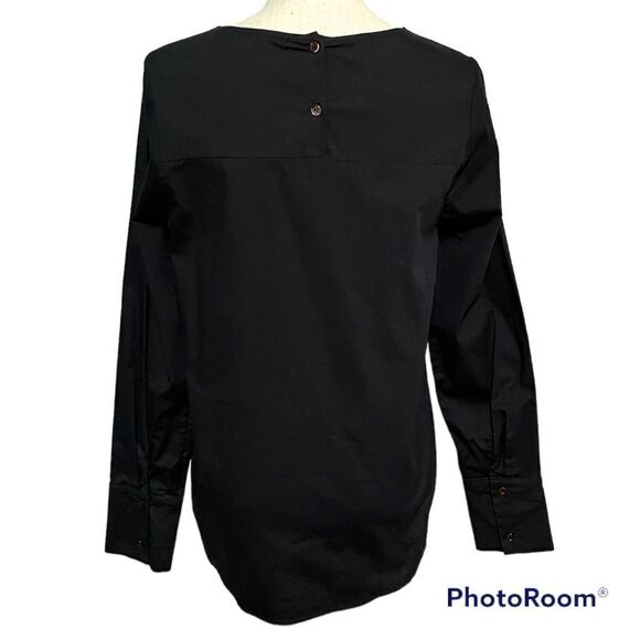 Pleione black long sleeves tie front cotton spandex top - Picture 4 of 6